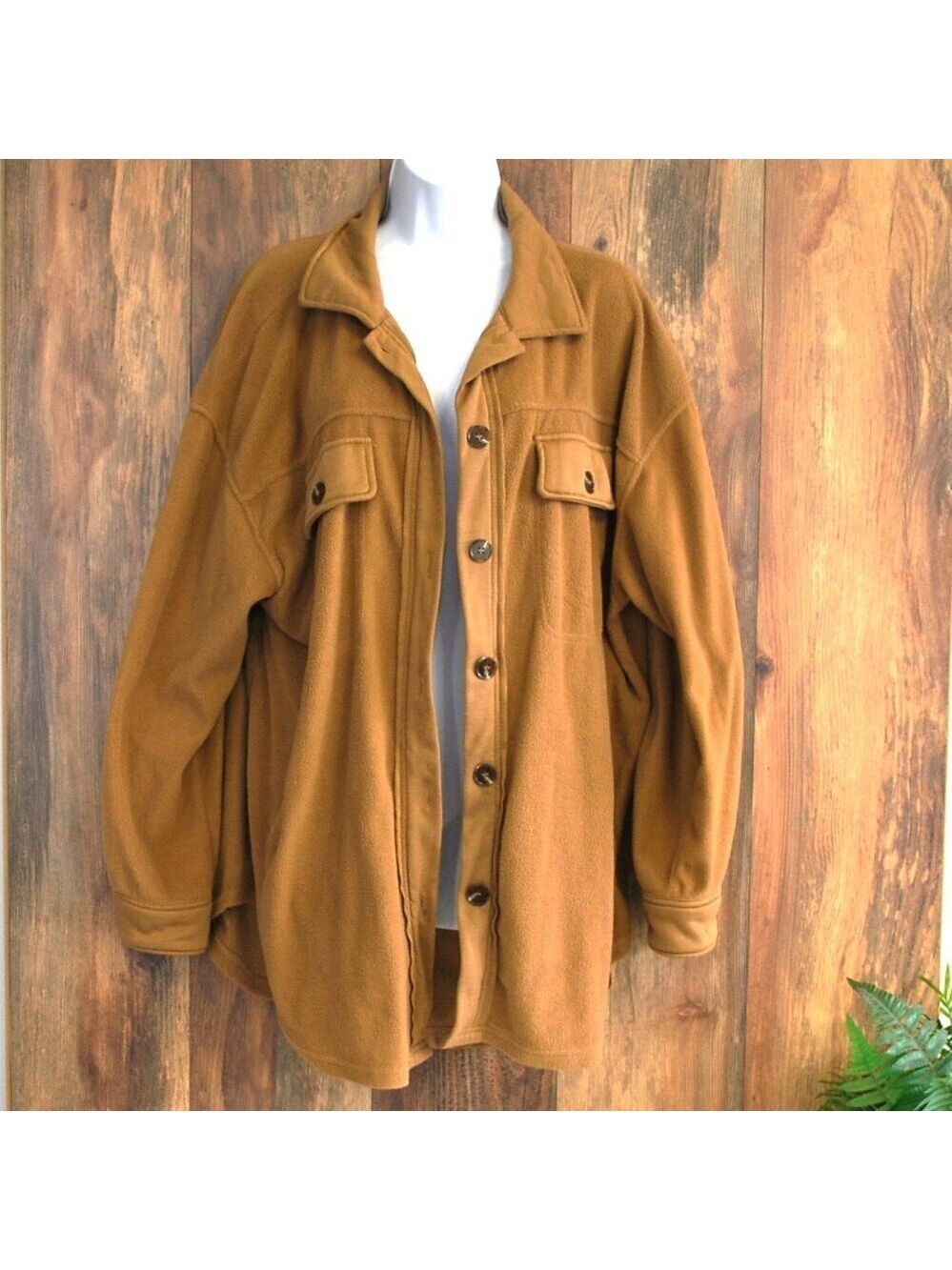 La Miel Sunset Fleece Shacket Wheat Brown L